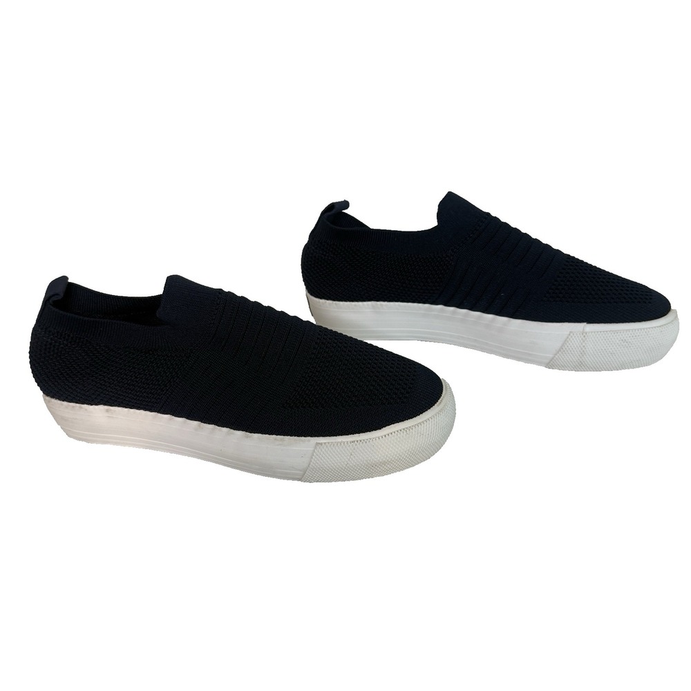Womens Mudd Slip-on Blue Knit Sneakers Sz 8 Comfy Casual Minimalist Rounded Toe